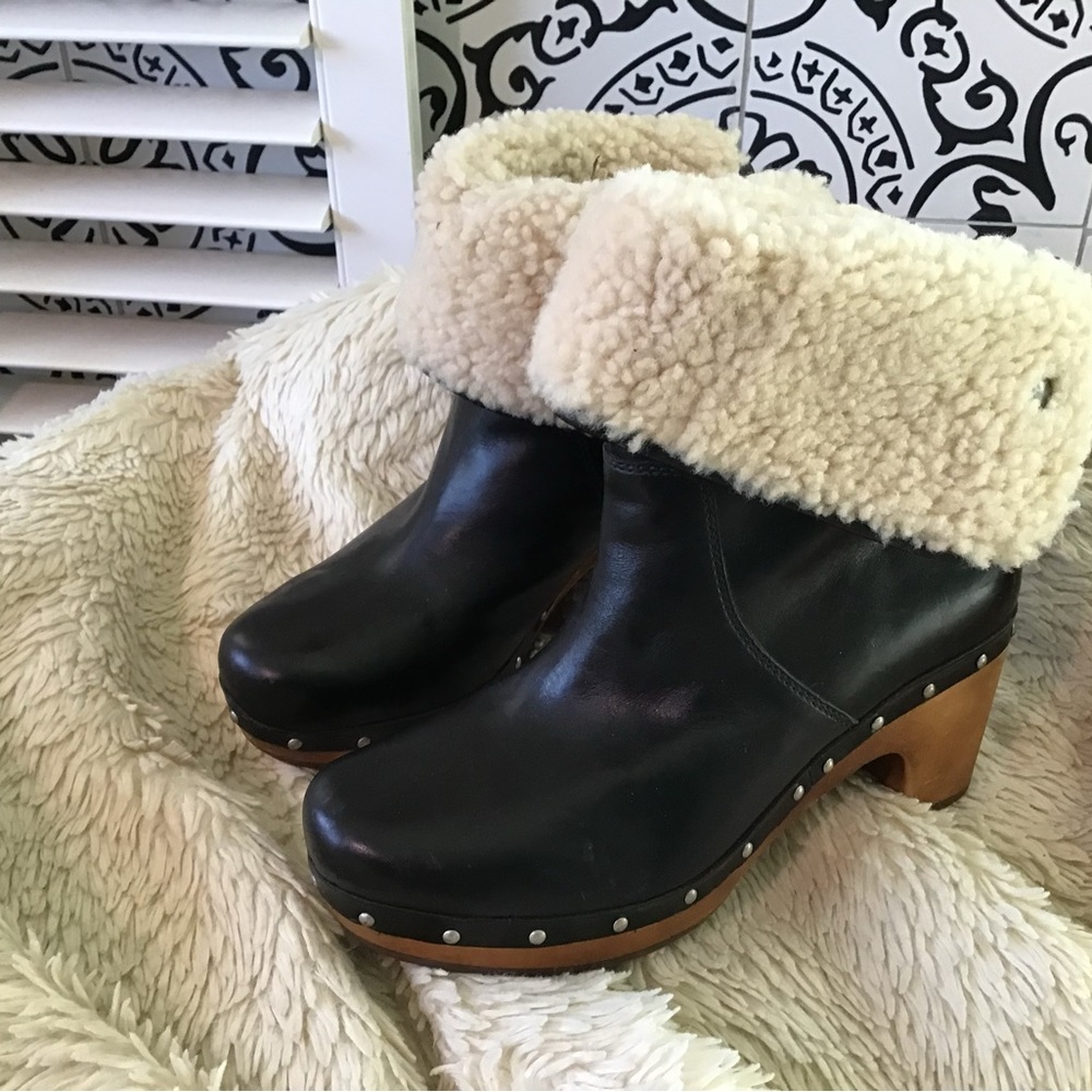 Ugg Blk Lynnea ll Exc cuff ankle boots shearling sz7